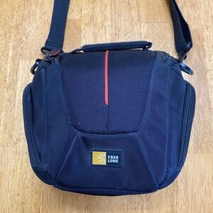 Case Logic Black Padded DSLR Camera Shoulder Bag with Red Interior Trim